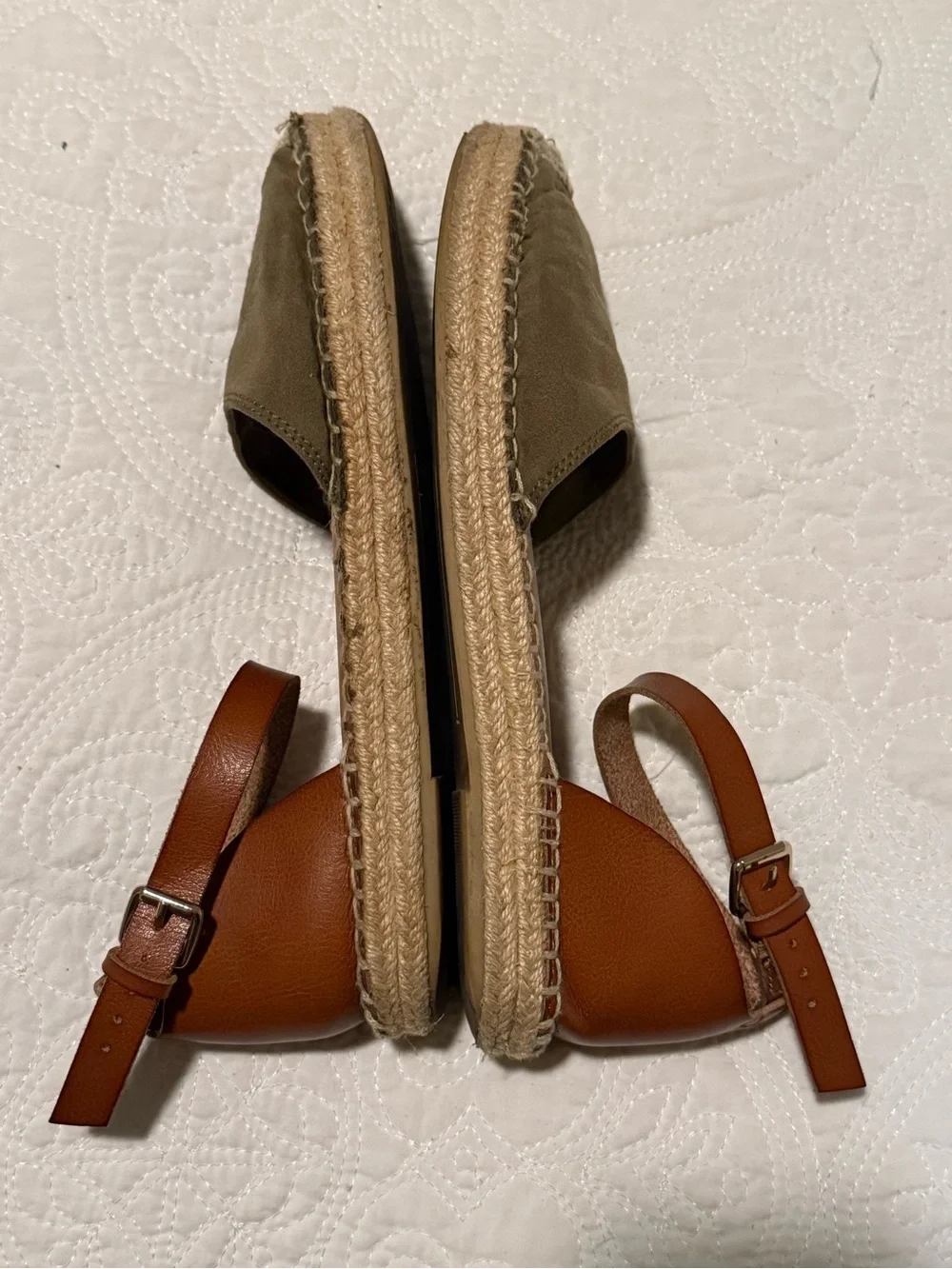 Old Navy Olive Suede Espadrille with Tan Ankle Strap